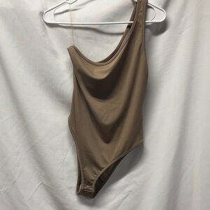 SHEIN Brown One-Shoulder Bodysuit